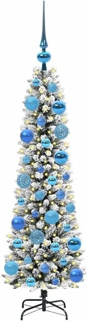 vidaXL Künstlicher Weihnachtsbaum mit 150 warmweißen LEDs in Grün und Weiß, Höhe: 120 cm - Bild 1