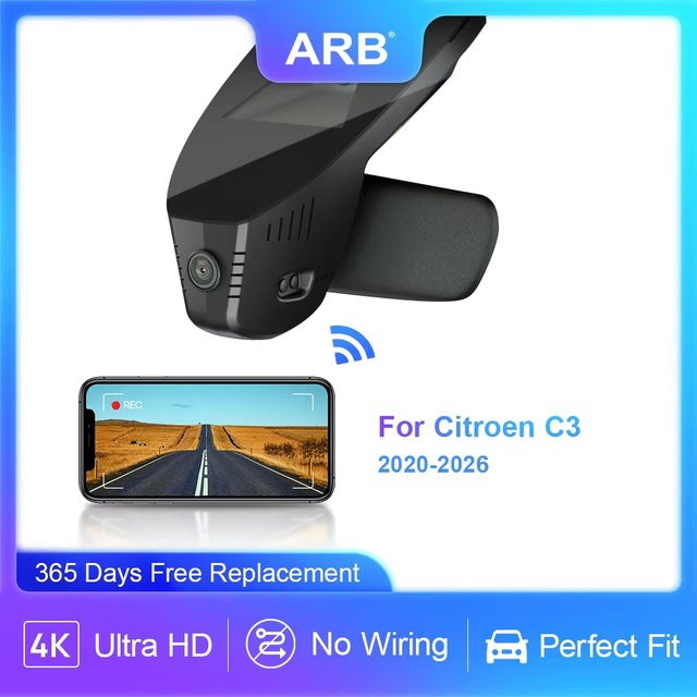 ARB Dashcam im OEM-Style für Citroen C3 (2020-2026), 4K UHD Videorekorder mit Nachtsicht und G-Sensor, Schwarz - Bild 1