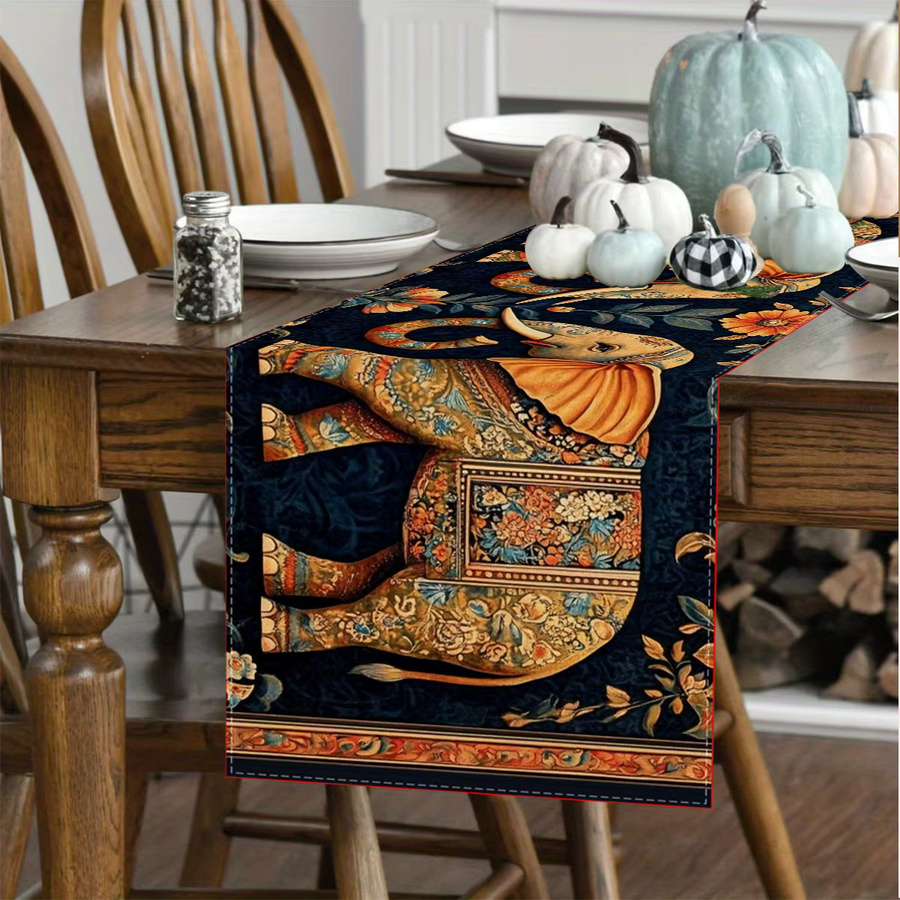 ZZN Tischläufer im Boho-Stil mit indischem Elefanten-Muster, rechteckig, B/H: 183 x 33 cm - Bild 2