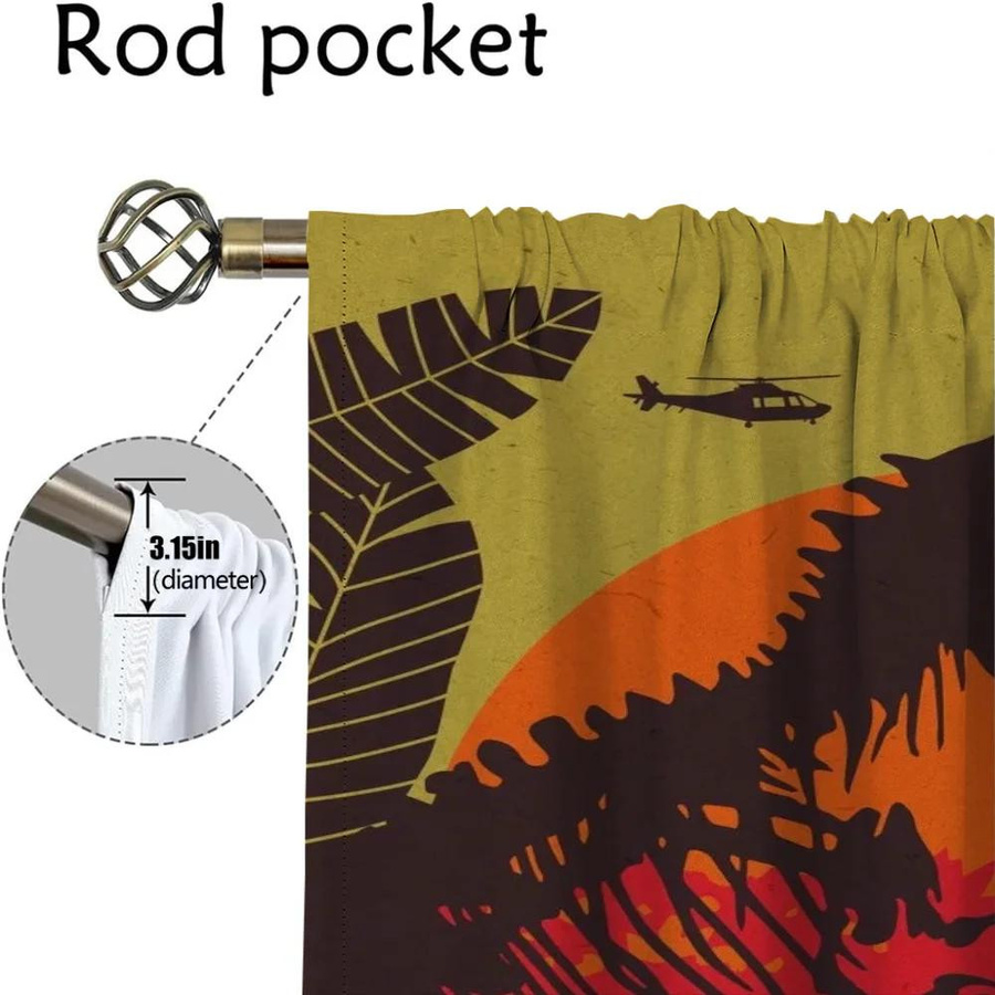 Jurassic Park Tüll-Vorhang Set für Wohnzimmer und Schlafzimmer, halbtransparent, Mehrfarbig, B: 50 cm, H: 70 cm, 2 Stück - Bild 2