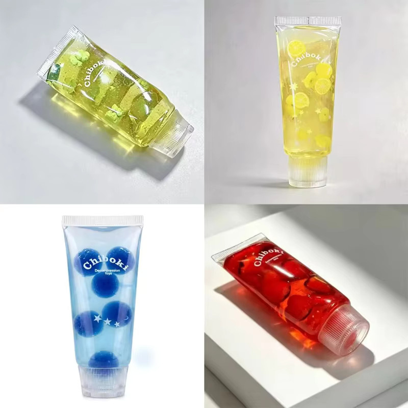 Chiboki Clear Tube Fruit Bead Squeeze Fidget Jelly Squishy Toy, Anti-Stress-Dekompression - Bild 3
