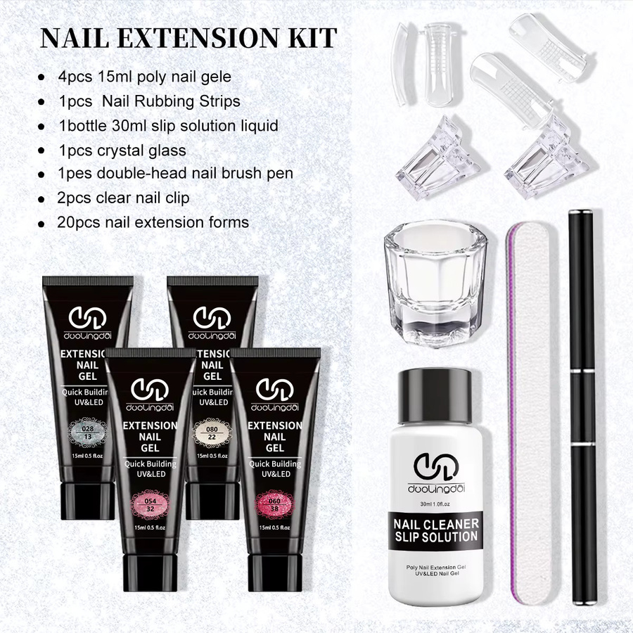 Duollingdai Poly Gel Nagel-Set Starter-Kit, Transparent & Glitzernd, Unisex - Bild 6
