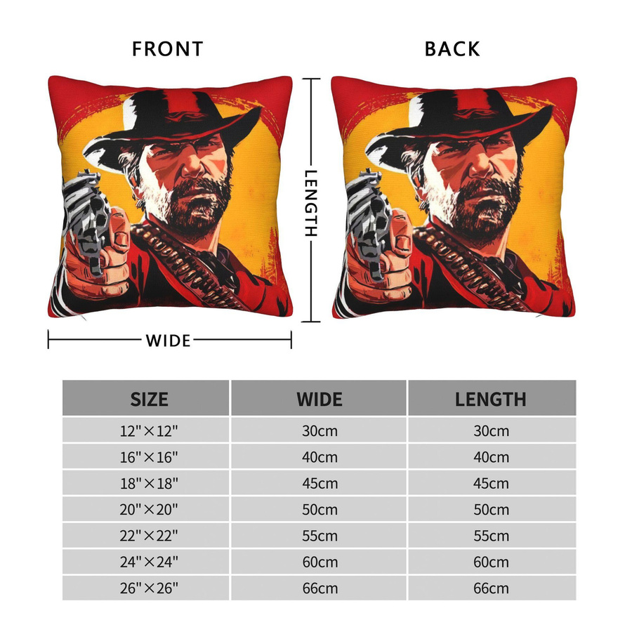 BNYNGFN Home Dekorative Kissenbezüge RDR2 Arthur Morgan US-Westen Cowboy Design, quadratische Kissenhülle mit Reißverschluss, B/T/H: 45,7 x 45,7 cm - Bild 2