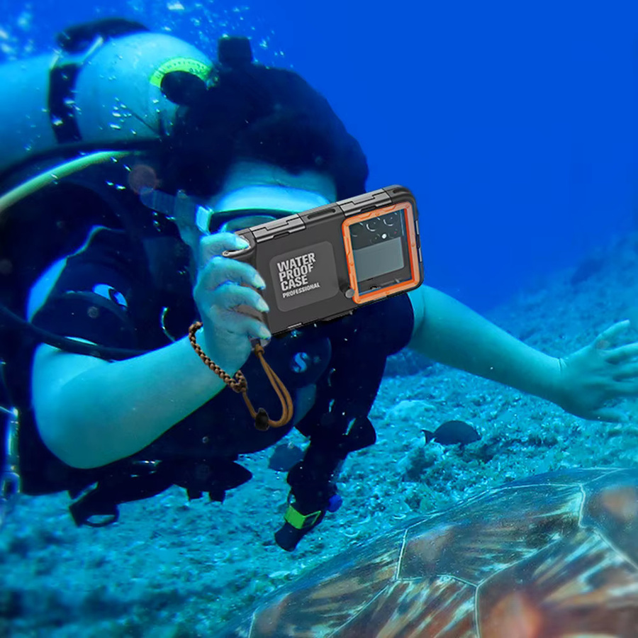 RIGTFKY Wasserdichte Handyhülle Universal für bis zu 6,9 Zoll, Schwarz, Unterwasser Schutzhülle für professionelles Tauchen bis 15m - Bild 4