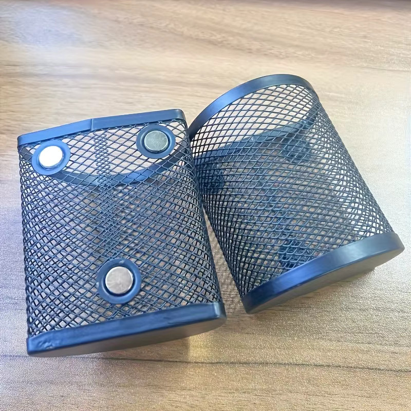 2er-Set magnetischer Eisen-Aufbewahrungskorb in Schwarz, halbkreisförmiger Organizer aus Metall für Kühlschrank, Büro und Zuhause - Bild 5