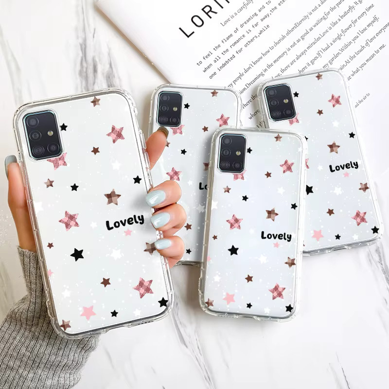 Transparentes Silikon Handycase mit buntem Sternenmuster für Samsung Galaxy S25 Ultra, S24, S23, S22, S21 FE, S20, A56 5G und A36 5G - Bild 4