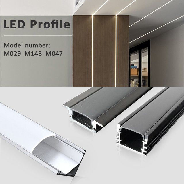 MJJC LED-Profil Aluminium mit PC-Abdeckung für lineare Beleuchtung in Bar und Schrank, silbrig und schwarz - Bild 1