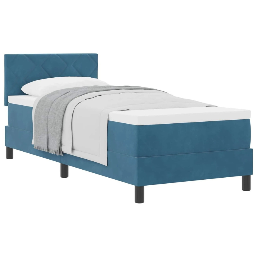 vidaXL Boxspringbett mit Matratze in Dunkelblau aus Samt, B/T/H: 80 x 200 cm - Bild 2
