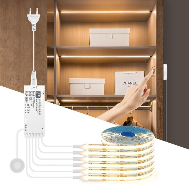 AIMENGTE 12V COB LED Schrankbeleuchtung mit Hand-Scan Touch Sensor, dimmbar, Warmweiß - Bild 1