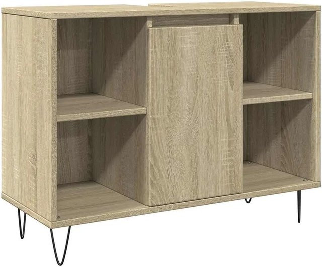 vidaXL Badschrank Sonoma-Eiche in Braun mit Schranktüren und Regalfächern, B/T/H: 80 x 33 x 60 cm - Bild 1