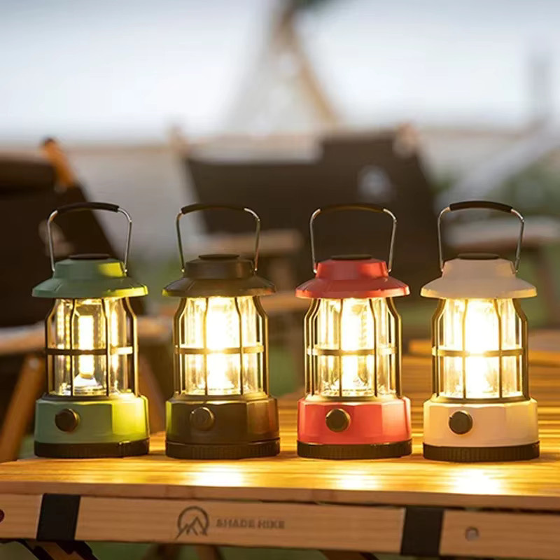 Wiederaufladbare Retro LED Camping Laterne mit 1200 mAh Akku als tragbare Tischlampe für Outdoor und Garten in Warmweiß - Bild 2