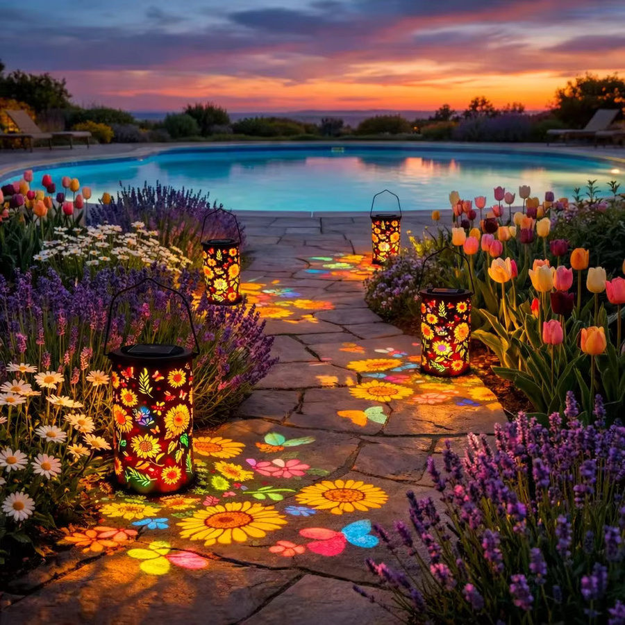 Leclstar Sonnenblumen Solarlaternen für den Außenbereich, wasserdichte solarbetriebene Gartenleuchten in Multicolor zum Aufhängen - Bild 5