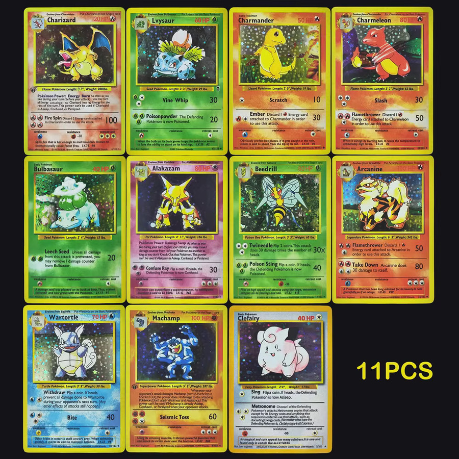 Bandai Pokémon Englische Spielkarten 1. Auflage Charizard Blastoise Venusaur Mewtwo Holo PTCG Spielkartensammlung - Bild 2