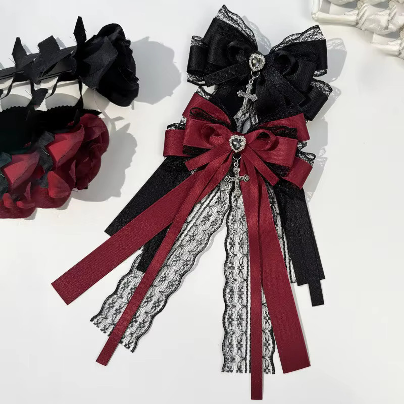 Haar Clip, Dunkle Spitze, Bogen, Rot, Schwarz, Kreuz, Schmetterling - Bild 2