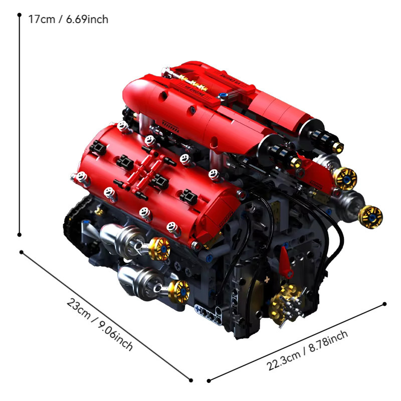 yaafun Technische V8 Motor Modell Bausteine Set, mit Elektromotor, 1370 Teile, ab 8 Jahren - Bild 3