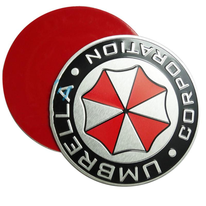Resident Evil Umbrella Corporation 3D-Aufkleber aus Aluminiumlegierung in Schwarz und Mango-Orange, rundes Metall-Abzeichen zur Dekoration - Bild 4