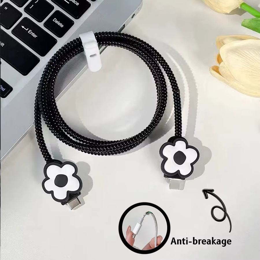 TAOYUNXI Blumen Ladekabelschutzhülle aus Silikon für iPhone 17 Pro Max 16 15 und 20W Ladekabel - Bild 2