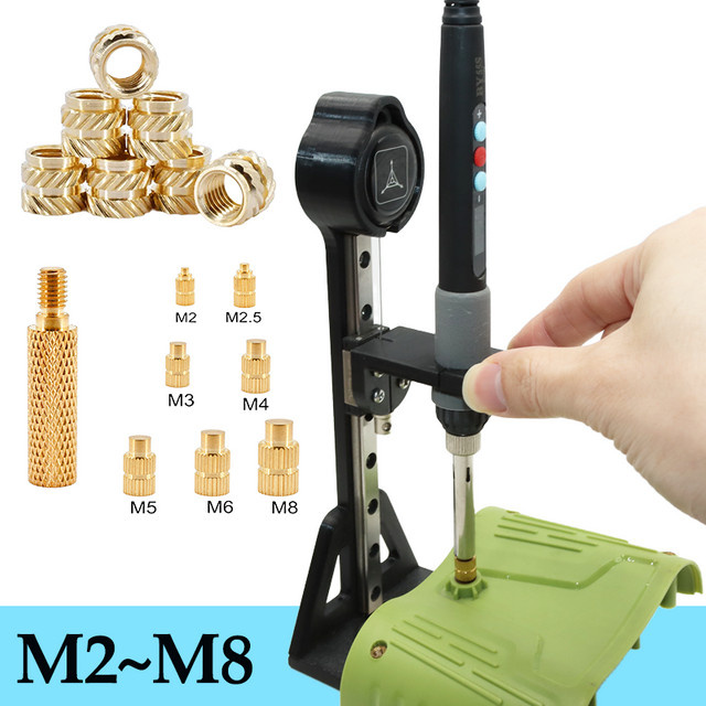 YMAX Messing-Gewindeeinsätze für 3D-Druck mit manueller Einpressmaschine und Lötspitze, M3 Heißschmelzeinsätze - Bild 1