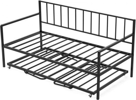 VEVOR Tagesbettrahmen Twin-Größe in Schwarz mit Ausziehbett, höhenverstellbares Metall-Plattformbett mit LED-Unterbodenbeleuchtung und USB-Ladestation, B/T: 98 x 196 cm - Bild 1