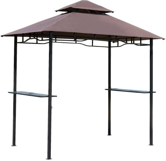 Outsunny Gartenpavillon Café in Braun aus Stahl und Polyester, B/H/L: 150 x 255 x 245 cm - Bild 1