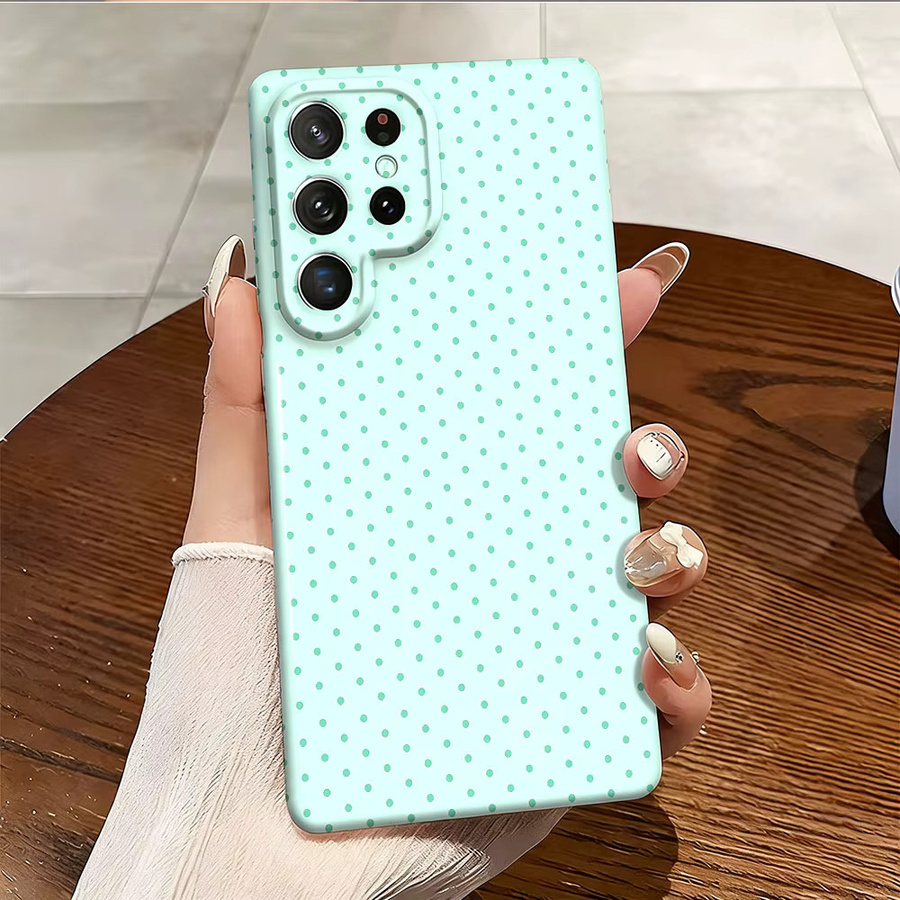 Stoßfeste Doppelschichtige Handyhülle mit Polka-Dot-Muster für Samsung Galaxy S26 S25 S24 S23 Ultra Plus in Mintgrün - Bild 3