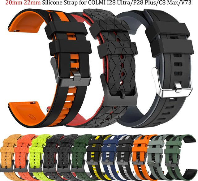 COLMI Uhrenarmband Silikon, Schwarz, Unisex, 20mm 22mm - Bild 1