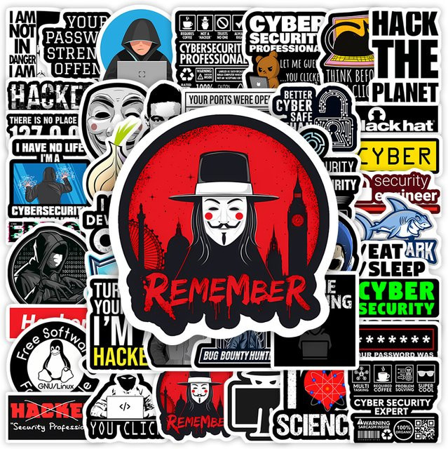 Cybersecurity Anonymou Hackers Sicherheitsaufkleber für Laptop, Telefon und Scrapbook, wasserdicht, multicolour - Bild 1