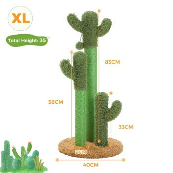 Pawz Road Kaktus Kratzbaum für Katzen in Grün mit integriertem Spielzeug und Sisal - Bild 2