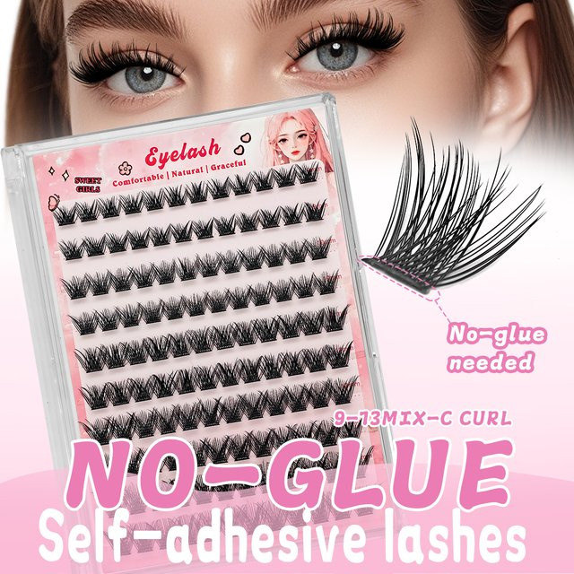 zhonghuirong Cluster-Wimpern, C-Curl, 9-13 mm, 120 Stück, natürlich - Bild 1