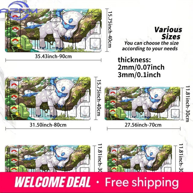Potdemiel Pokemon TCG Battle Playmat mit Absol und Bulbasaur Waldszene, Gaming-Mauspad Schreibtischunterlage, Mehrfarbig - Bild 1