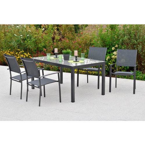MERXX Gartenmöbel-Diningset Milano, 5-teilig, Aluminium und Glas, grau - Bild 2