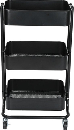 Aimo Rollender Servierwagen für Friseursalons mit 3 Etagen in Schwarz Matt