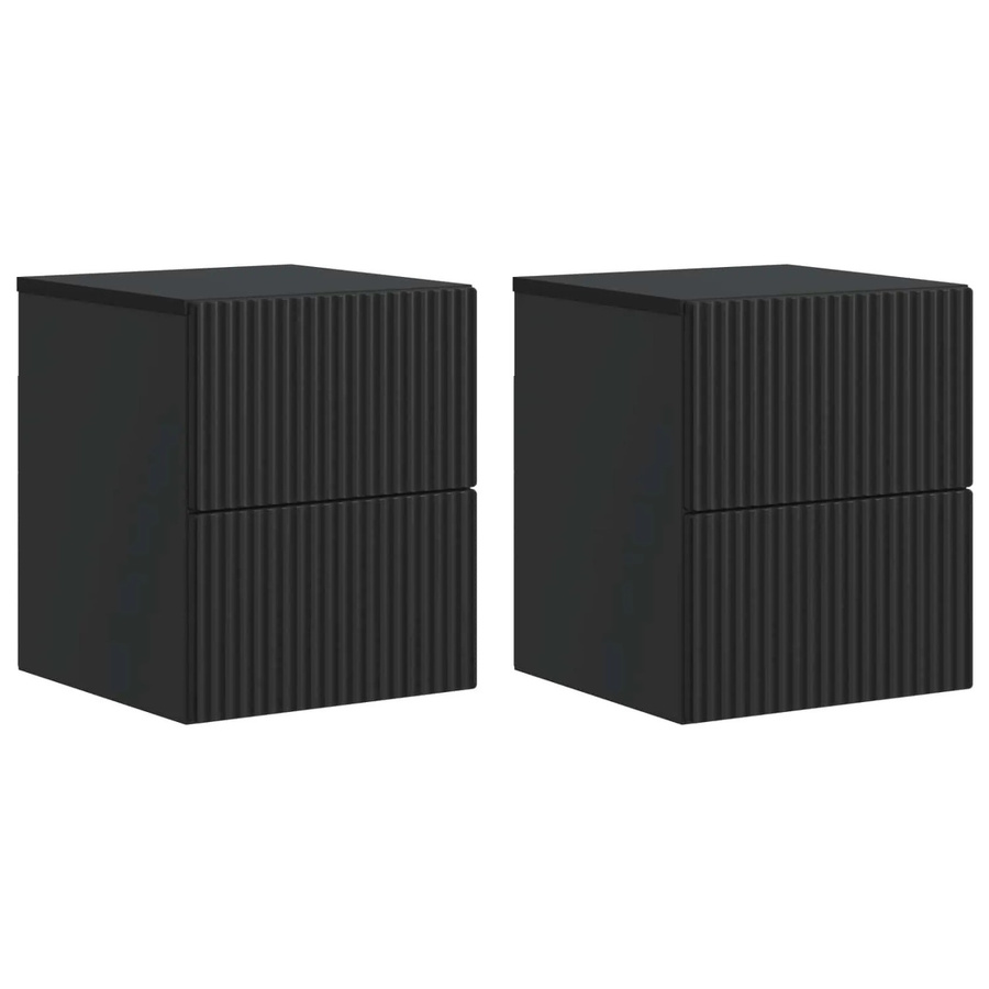 vidaXL Wandmontierter Nachttisch im Vintage-Stil, 2er-Set, Schwarz, B/T/H: 33 x 34,5 x 40 cm - Bild 2