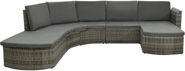 vidaXL 4-tlg Garten-Lounge-Set aus Poly Rattan mit Auflagen in Grau - Bild 1