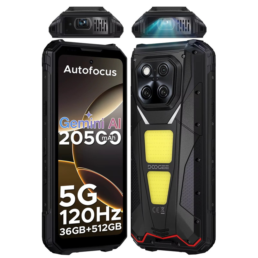 DOOGEE V Max Play 5G Robustes Smartphone in Schwarz mit 6,78 Zoll Display, 20500mAh Akku, Projektor-Funktion und NFC - Bild 1