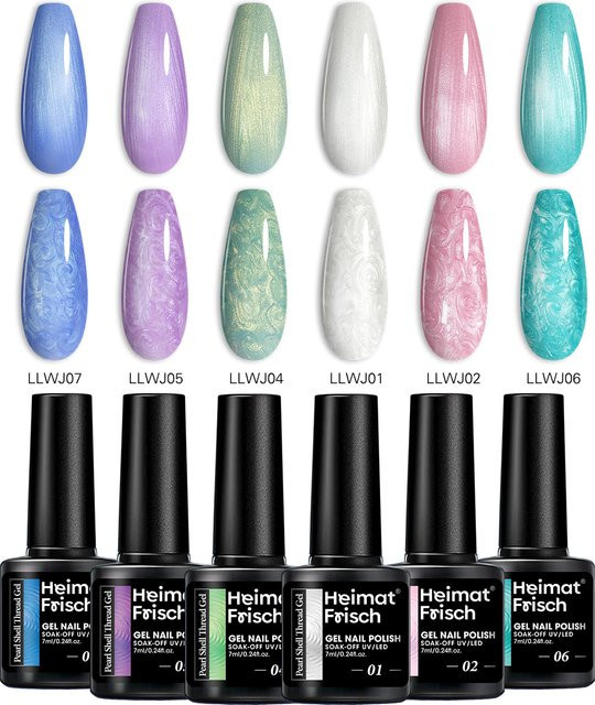 Aurora Shell Mica Mermaid Line Gel-Nagellack, Himmelblau, Schimmernd, 7 ml - Bild 1