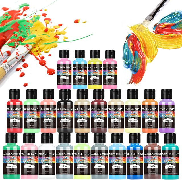 24 Farben Acrylfarben Set für Stoff, Kleidung und Leder zum DIY-Bemalen in Multicolour - Bild 1
