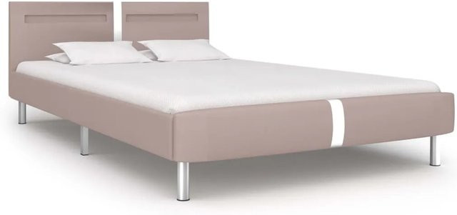 vidaXL Bettgestell mit LED aus Kunstleder in Cappuccino-Braun, B/T/H: 120 x 200 cm - Bild 1