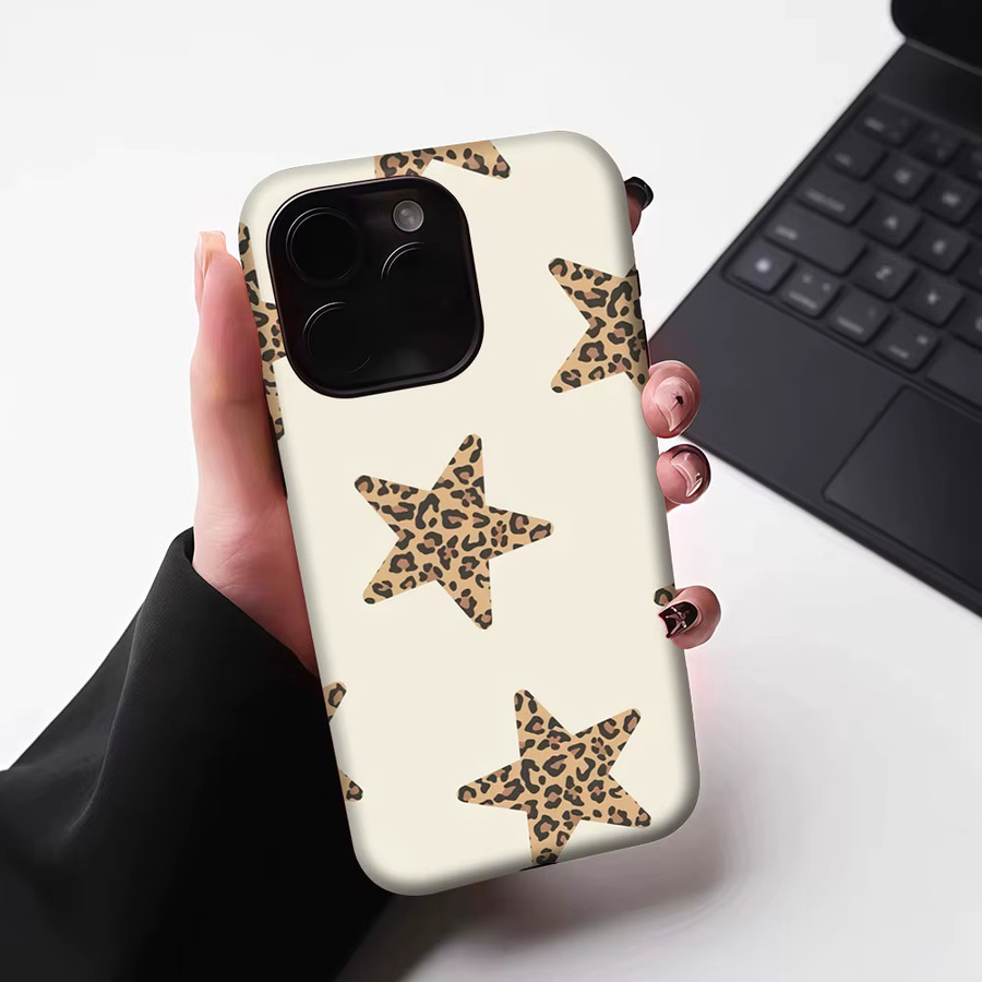 Aurbe Matte 2-in-1 MagSafe Hülle mit Leoparden-Stern-Design für iPhone 17 16 15 14 Plus Pro Max, Stoßfeste Hartschale, Beige - Bild 6
