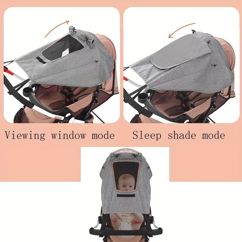Universeller Sonnenschutz für Kinderwagen als Verdeck- und Tragekorb-Abdeckung in Grau - Bild 3