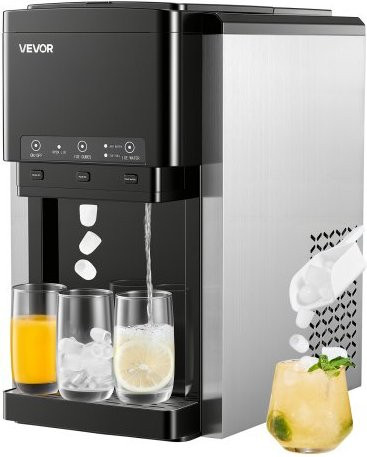 VEVOR 3-in-1 Tischwasserspender mit Eiswürfelbereiter in Schwarz, 16 kg/Tag, für Kugeleis, Crushed Ice und Kaltwasser - Bild 1
