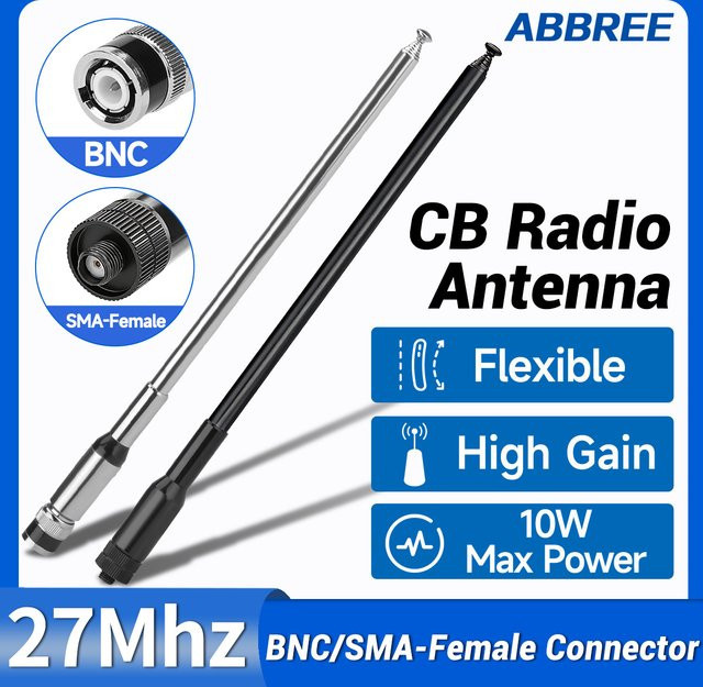 ABBREE CB-05 CB Radio Antenne 27MHz mit SMA-Buchse für Handheld Teleskop Walkie Talkie, kompatibel mit BAOFENG UV-5R Mini UV-21Pro UV-32, Schwarz - Bild 1