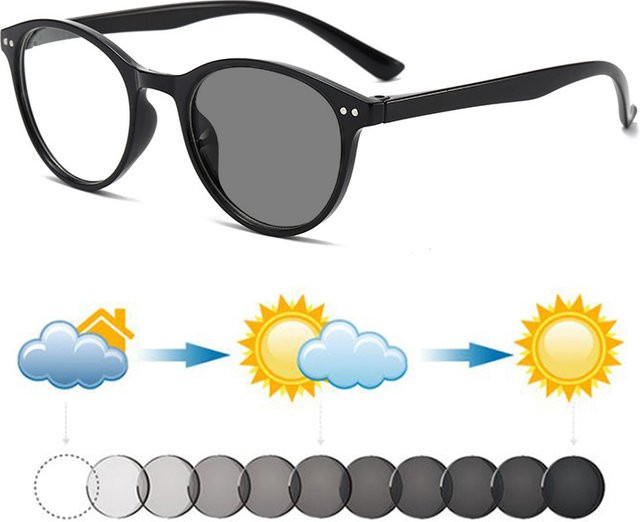 HOZLO Lesebrille, Oval, Kunststoff, Vollrand, Unisex, Photochrome - Bild 1