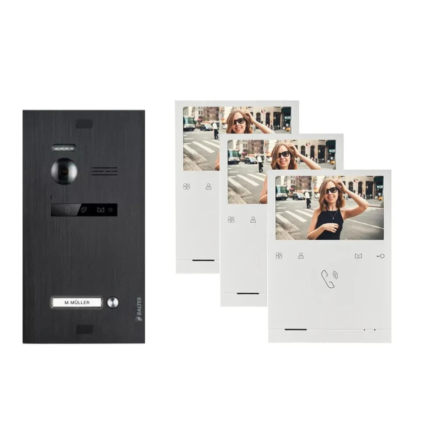 Balter Evo Quick Video Türsprechanlage für 1 Familienhaus mit 3x 4,3 Zoll Monitoren in Schwarz und Weiß aus Aluminium mit 2-Draht Bus System - Bild 2