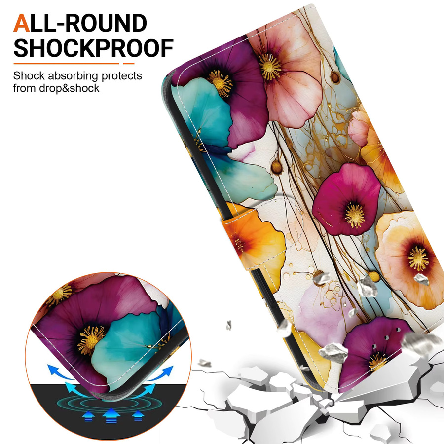 YY-Ngup 3D Blumen Handyhülle aus Leder mit Brieftasche als Flip Case für iPhone 11 bis iPhone 17 Pro Max und Plus Modelle - Bild 2