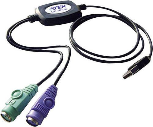 ATEN Anschlusskabel für Tastatur und Maus mit 2x PS/2-Buchse und 1x USB 1.1 Stecker A, Schwarz, Länge: 0,90 m - Bild 1