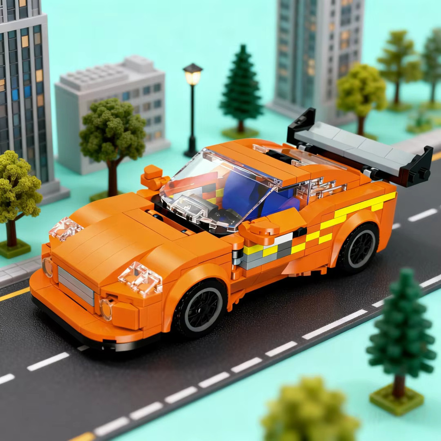 KNEW BUILT Rennwagen-Bausteine, Fahrzeuge, orange - Bild 1