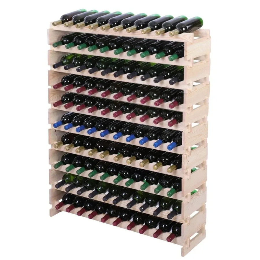 PROREGAL Weinregal VINOTECA FLEX aus massivem Kiefernholz, Natur unbehandelt, braun, H x B x T: 135 x 103 x 28 cm, Platz für 100 Flaschen auf 10 Ebenen - Bild 2