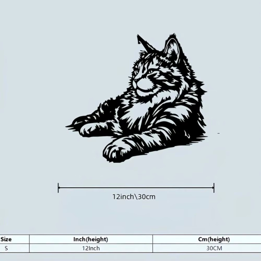 CIFBUY Maine Coon Metall-Wandkunst Katzen-Skulptur Dekoration in Schwarz - Bild 3
