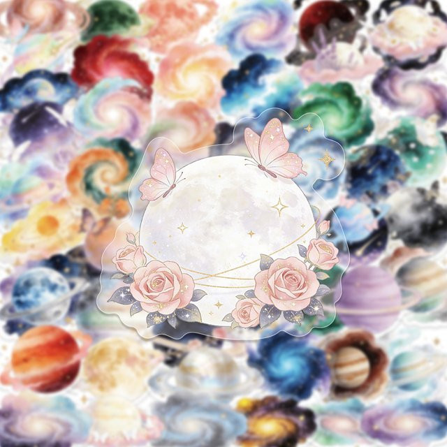 50 Stück Bunte Galaxie Sternenhimmel PET-Aufkleber in Multicolour für Scrapbook und Deko-Sticker - Bild 1
